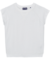 Girls Sleeveless Terry T-Shirt Solid White front view