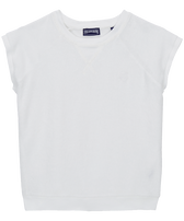 Camiseta de color liso sin mangas para niña Blanco vista frontal