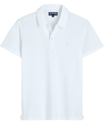 Solid Polohemd aus Jacquard für Herren Weiss Vorderansicht