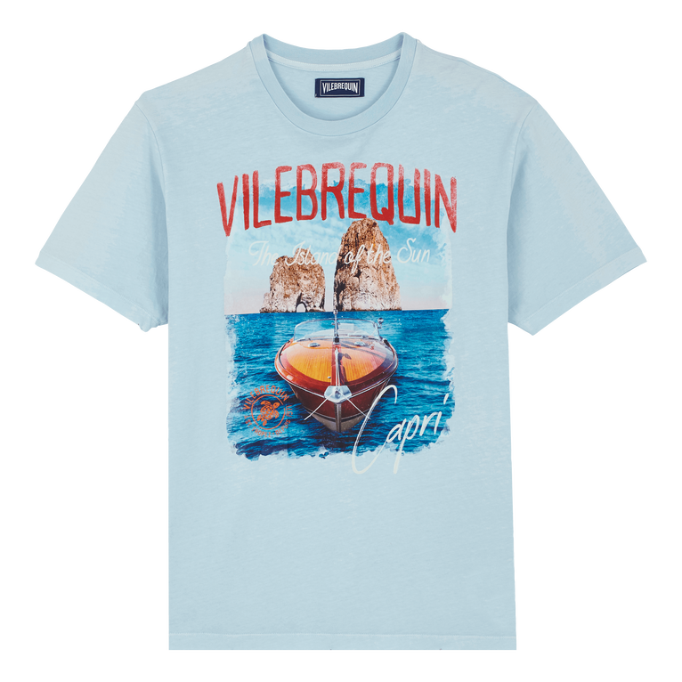Men Cotton T-shirt  Capri - Portisol - Blue - Size L - Vilebrequin