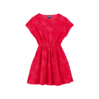 Girls Terry Dress Turtles Jacquard Gooseberry red front view
