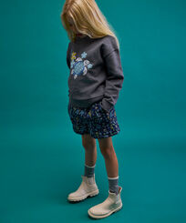 Bermudas de algodón con estampado Mosaïque para niña Azul marino vista frontal desgastada