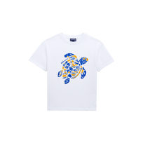 Camiseta de algodón orgánico con estampado Turtle Octopus para niño Blanco vista frontal