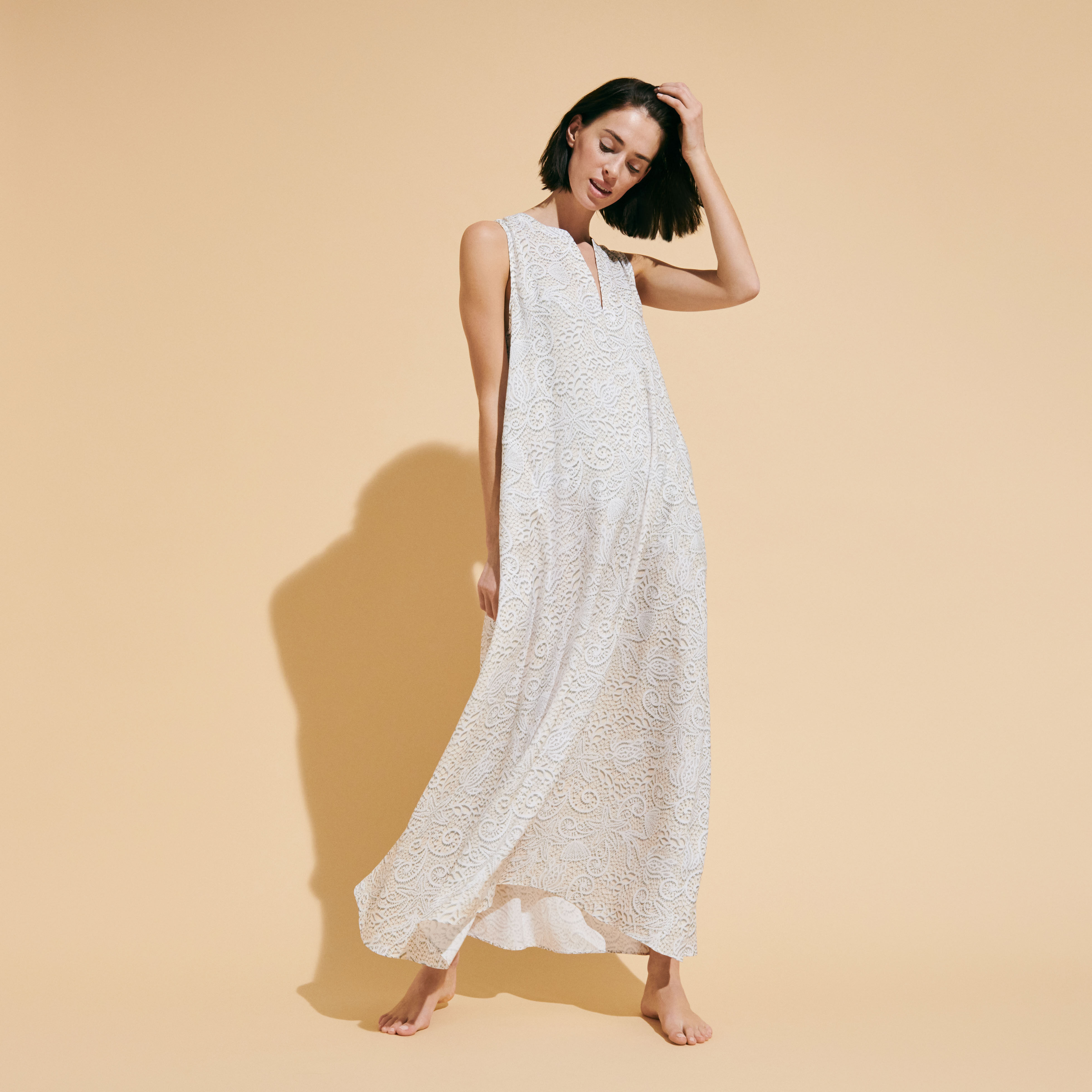 Vestido de playa largo blanco clearance