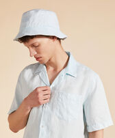 Unisex Linen Bucket Hat Mineral Dye Thalassa front worn view