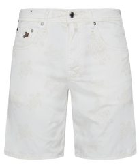 Men 5-Pockets Denim Bermuda Shorts Ronde des Tortues Off white 正面图