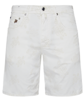 Men 5-Pockets Denim Bermuda Shorts Ronde des Tortues Off white front view