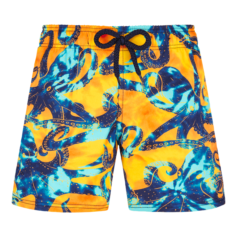 Boys Stretch Swim Shorts Poulpes Tie And Dye - Jirise - Yellow