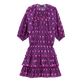 Kurzes Hypno Shell Rüschenkleid aus Baumwolle für Damen Marineblau Vorderansicht