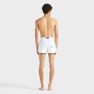 Men Organic Cotton Bermuda Shorts VBQ Line White back worn view