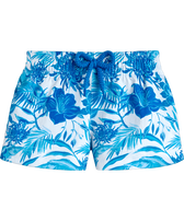 Pantaloncini mare neonato Tahiti Flowers Bianco vista frontale