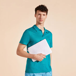 Borsello da spiaggia con zip Turtle Bianco vista frontale indossata