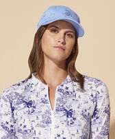 Embroidered Cap Turtles All Over Sky blue front worn view