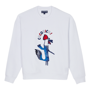 Cocorico! Sweatshirt mit Stickerei für Herren Weiss Vorderansicht