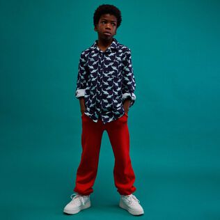 Pantaloni da jogging a tinta unita bambino Tomato vista frontale indossata