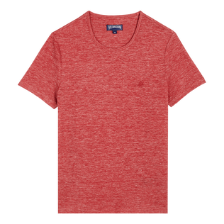 T-shirt in jersey di lino tinta unita Red heather vista frontale
