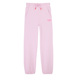 Girls Cotton Jogger Pants Solid Marshmallow front view