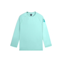 Men Long Sleeves Rashguard Solid Blue note front view