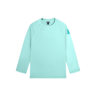 Men Long Sleeves Rashguard Solid Blue note front view