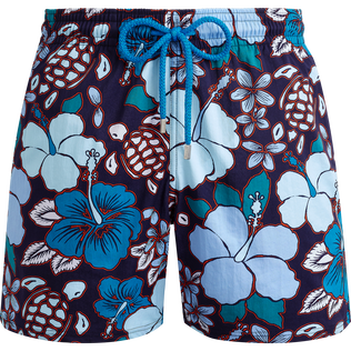 Bañador elástico con estampado Tropical Turtles para hombre Midnight vista frontal