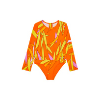 Maillot de bain une pièce zippé Anti-UV fille Madrague Abricot vue de face