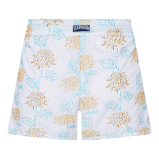 Iridescent Flowers of Joy Badeshorts mit Stickerei für Damen Weiss Rückansicht