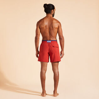 Men Swim Trunks Bicolor Brick back worn view