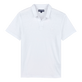 Men Linen Jersey Polo Shirt Solid White front view