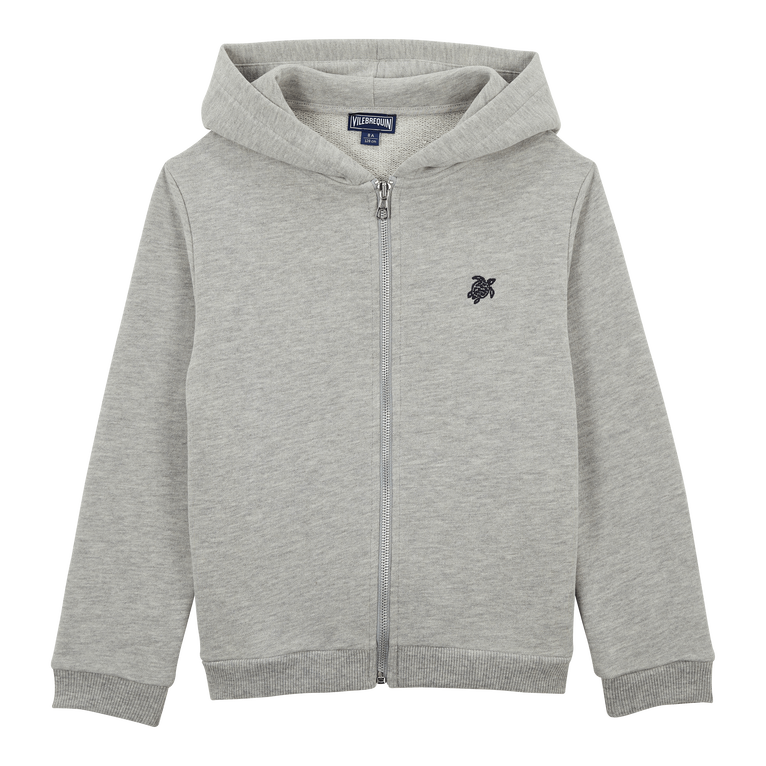 Boys Hooded Front Zip Sweatshirt Placed Back Gomy - Sweater - Gato - Grey - Size 14 - Vilebrequin