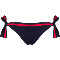 Slip bikini donna con laccetti laterali tinta unita - Vilebrequin x Ines de la Fressange Blu marine vista frontale