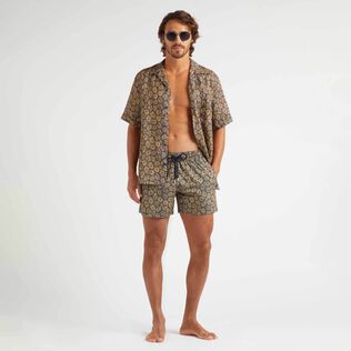 Men Stretch Short Swim Trunks Carapaces Navy details view 1