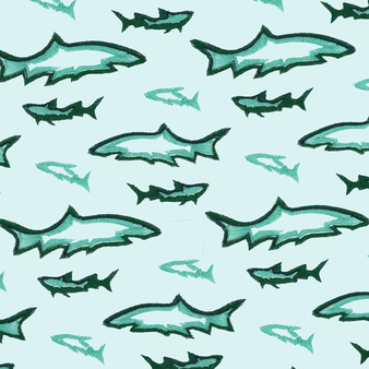 Men Embroidered Swim Trunks Requins 3D - Limited Edition Glacier print