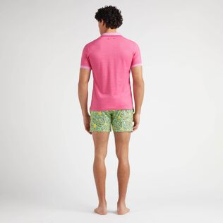 Men Organic Cotton Polo Shirt Solid Petunia back worn view