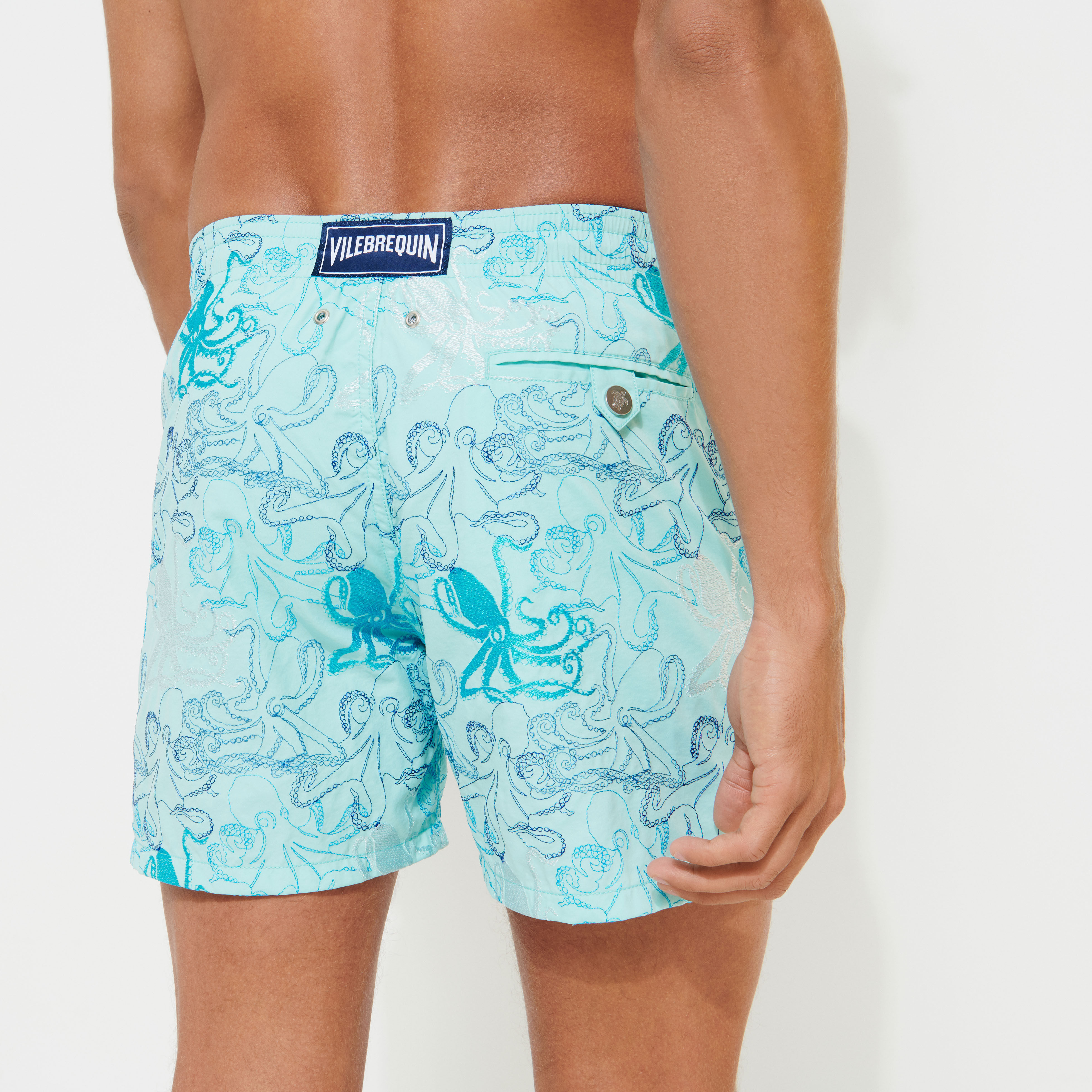 Men Swim Trunks Embroidered Octopussy Vilebrequin