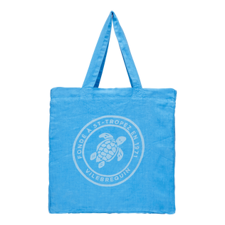 Bolso tote unisex de lino con estampado Turtle Earthenware vista trasera