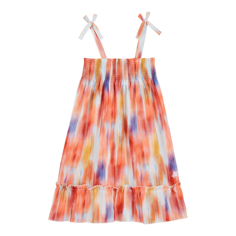 Girls Cotton Dress Ikat Flowers - Dress - Gloss - Multi - Size 14 - Vilebrequin