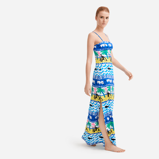Langes La Mer Bustierkleid für Damen – Vilebrequin x JCC+ – Limitierte Serie Weiss Details Ansicht 1