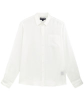 Men Linen Shirt Solid White 正面图