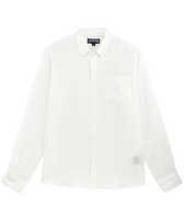 Men Linen Shirt Solid White front view