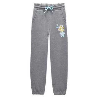 Girls Cotton Jogger Pants Solid Heather anthracite front view