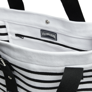 Medium Cotton Beach Bag Rayures Black/white 细节视图4