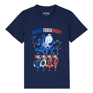 Camiseta de algodón orgánico con estampado French History para hombre Azul marino vista frontal