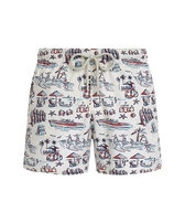 Bañador corto elástico con estampado Family Beach- Vilebrequin x St Regis para hombre Sugar switzle vista frontal