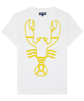 T-Shirt uomo in cotone biologico con stampa Lobster floccata Bianco vista frontale