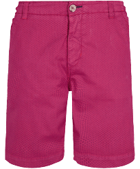 Men Cotton Bermuda Shorts Micro Flower Shocking pink front view