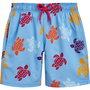 Boys Stretch Swim Trunks Tortues Multicolores Flax flower front view