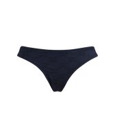 Women Midi Brief Bikini Bottom Turtle Monogram Jacquard Navy front view