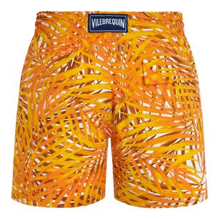 Men Stretch Short Swim Trunks Palm Leaves Mango back view