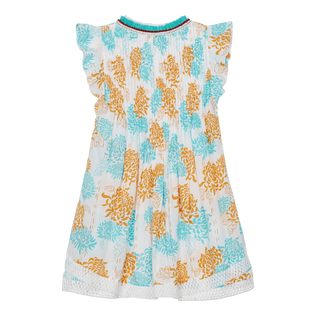 女童 Iridescent Flowers of Joy 超长款连衣裙 - Vilebrequin x Poupette St Barth 合作款 Terracotta 后视图