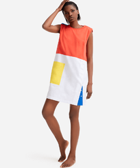 Robe sans manche femme multicolore - Vilebrequin x JCC+ - Edition limitée Blanc vue portée de face